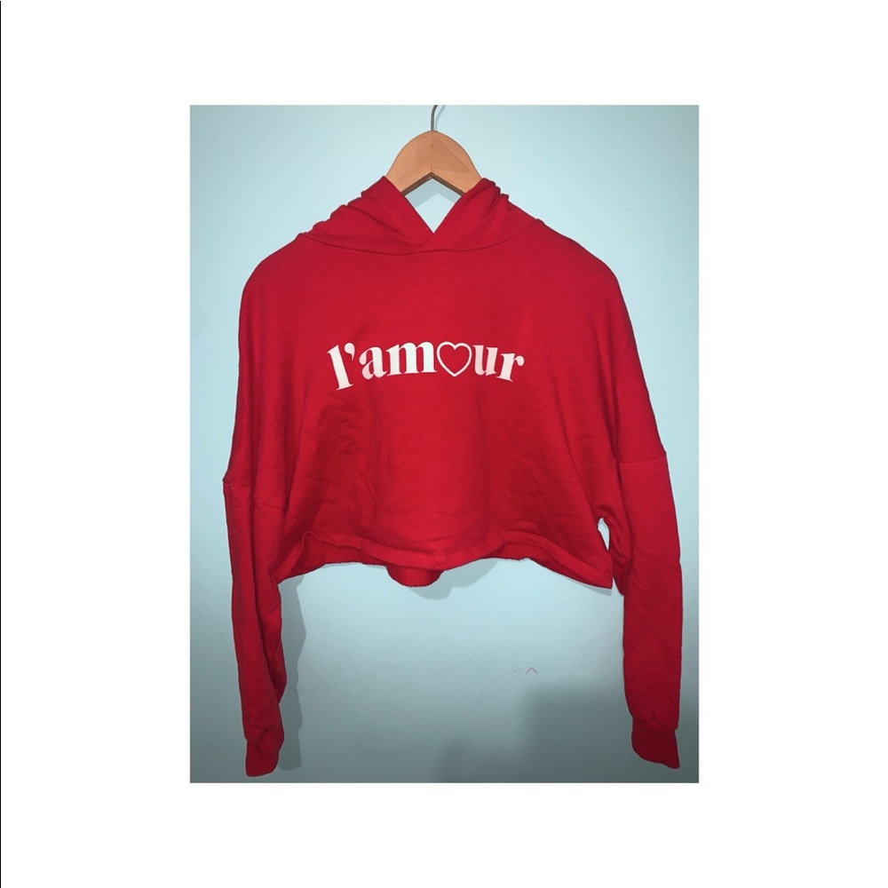 H&M Red Cropped Top Hoodie